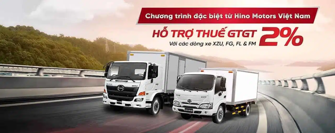 HỖ TRỢ THUẾ GTGT XE TẢI HINO 2023